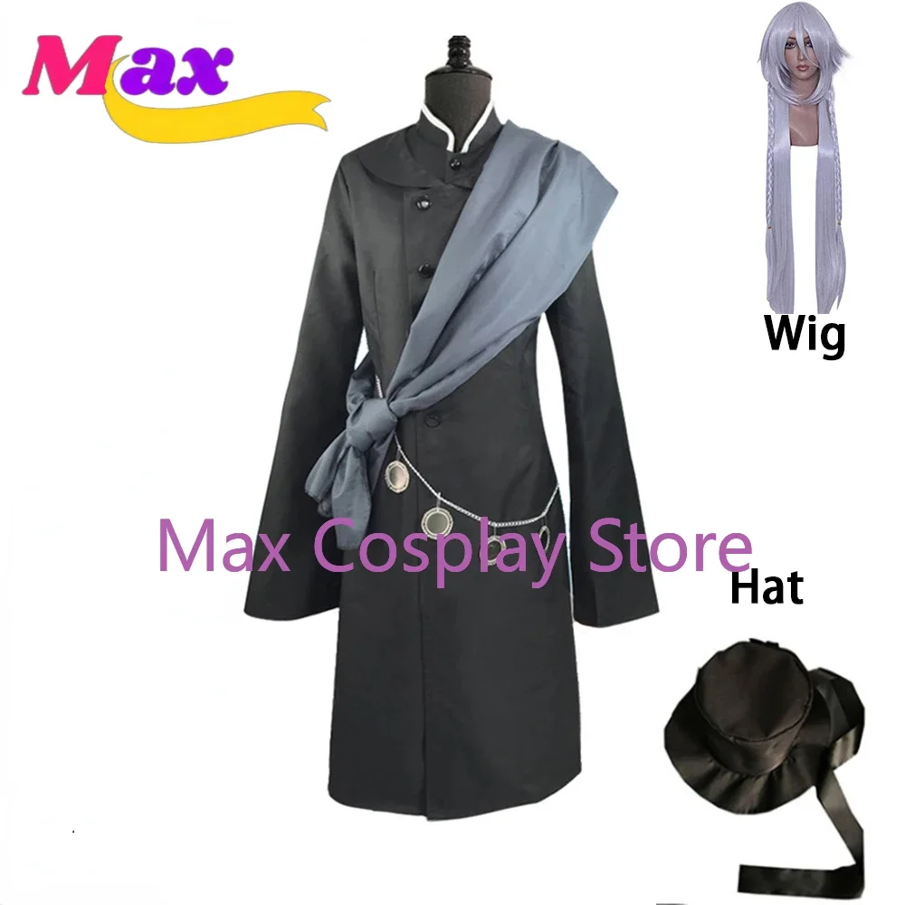 

wby2 Anime Kuroshitsuji Undertaker Cosplay Costume Halloween Party Costumes Custom Made Full Set Hat Chain Clothes