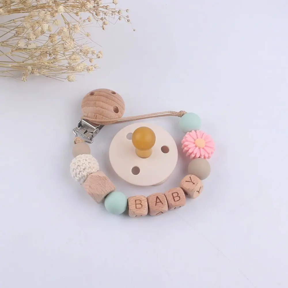 

Cute Adjustable Pacifier Holder Clips Dummy Nipple Wood Baby Pacifier Chain Letter Anti-lost Baby Teether Toys Straps Baby