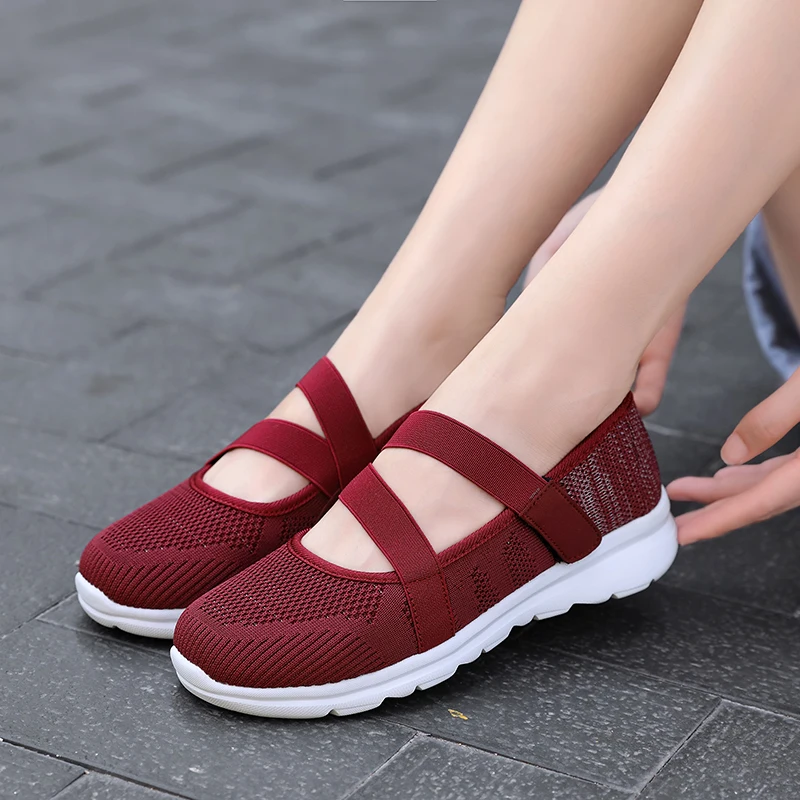 Women Casual Tennis Sports Lightweight Summer Mesh Flat Bottom Comfortable Hiking Breathable Vulcanized Shoes Female Sneakers