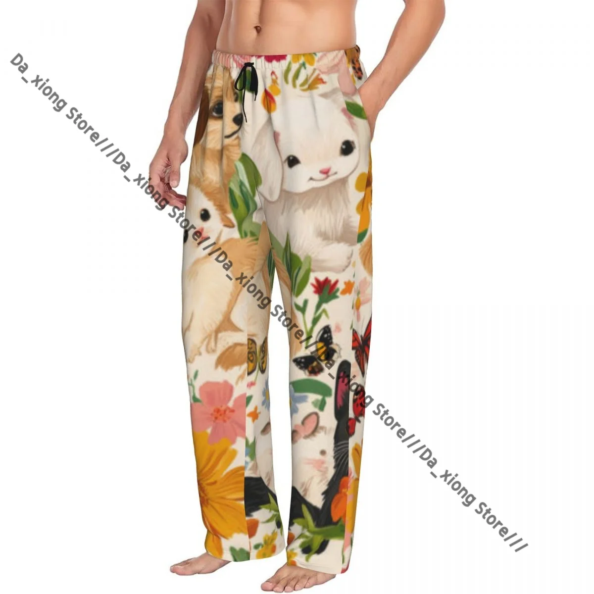 Puppies Kittens And Guinea Pigs Mens Pajamas Pyjamas Pants Lounge Pants Sleep Bottoms