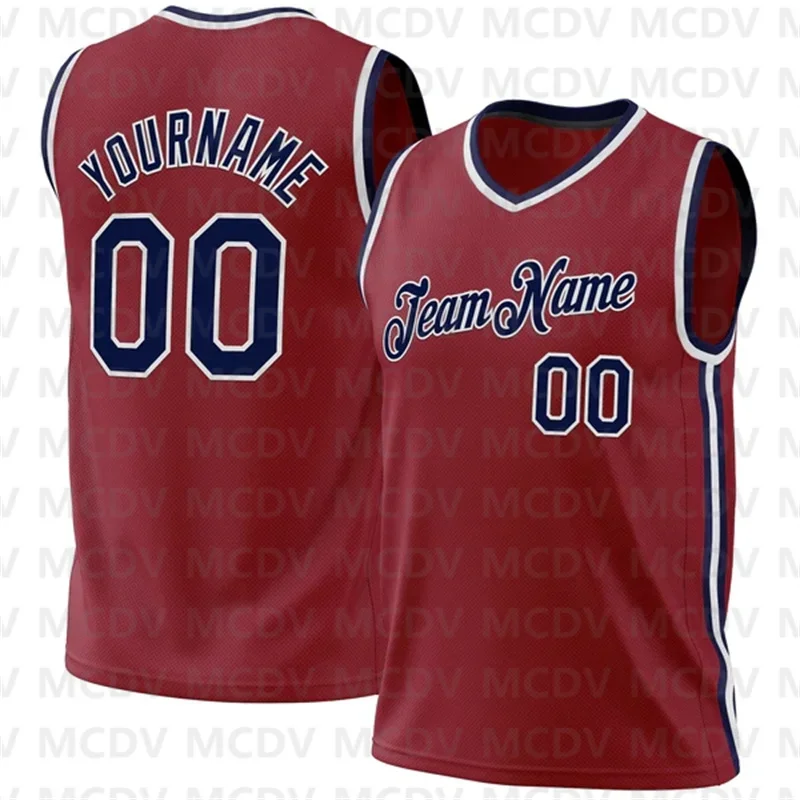 Custom Kastanjebruin Wit-Grijs Authentiek Throwback Basketbal Jersey 3d Print Teamnummer Sportkleding Volwassen Jeugd