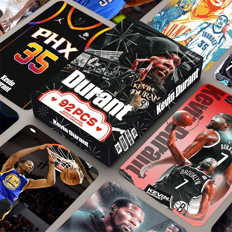 Kevin Durant 92Pcs Double Sided LOMO Cards HD Basketball Star Photo Cards Boxed Collectible Stickers