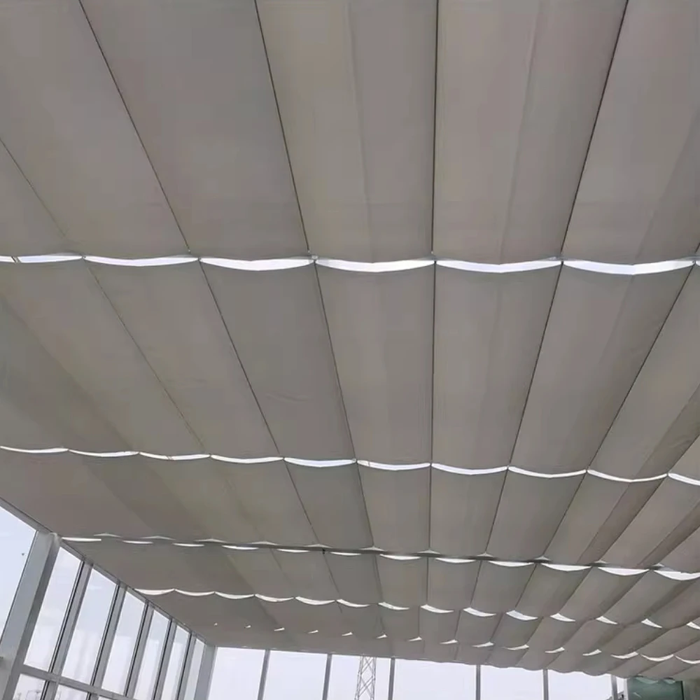 Electric Retractable Canopy System Sliding Pergola Skylight Roof Awning for Balcony Outdoor Patio Terrace Made Polyester Shade