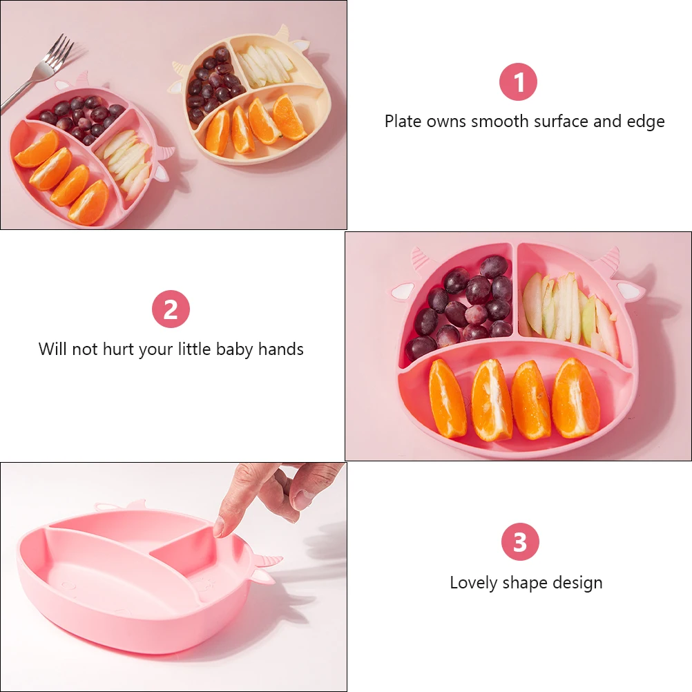 

Silicone Baby Suction Dishes Toddler Tableware Kids Bowls Smooth Toddler Baby Dishes Plate Edge Anti Slip Design