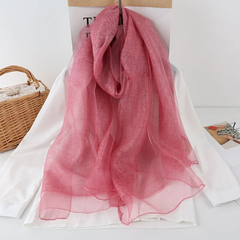 Spring and Autumn Mulberry Silk Scarf Sunscreen Shawl Women's Double Layer Spliced Silk Mohair Scarf