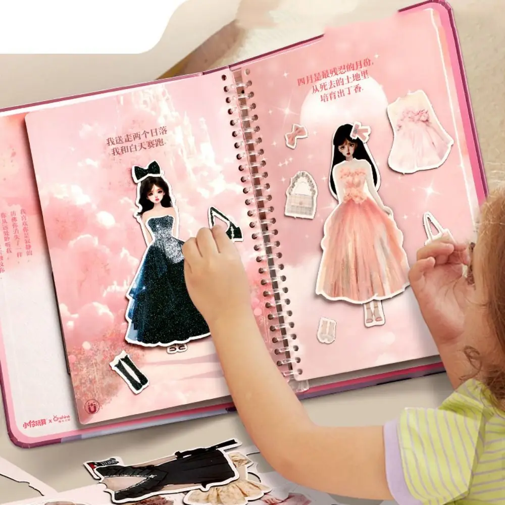 No Cutting Paper Doll House Girl DIY Toy Play Repeatedly Paper Doll Quiet Book Collage Set Handbook DIY Cute Princess Book