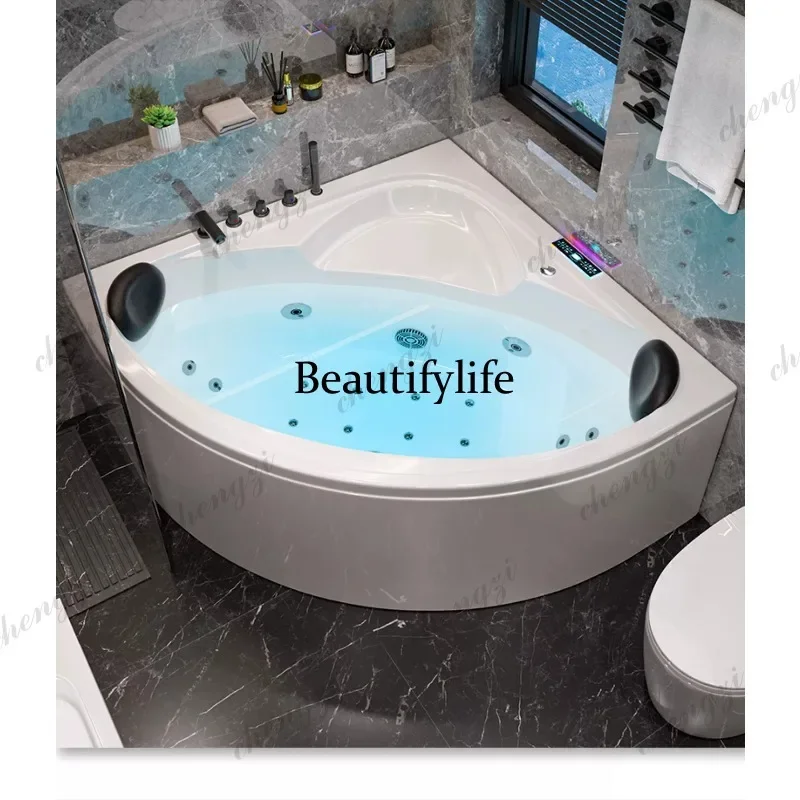 M02 Japanese surfing massage intelligent thermostatic bathtub household adult acrylic corner fan small apartment bathtub