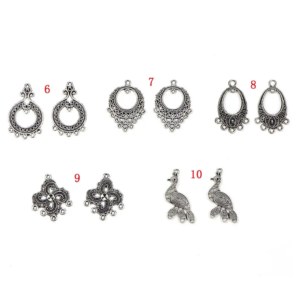 

Набор для изготовления винтажных сережек, 60 шт., серебряные подвески, смешанные шармы, аксессуары для создания украшений, материалы для рукоделия DIY