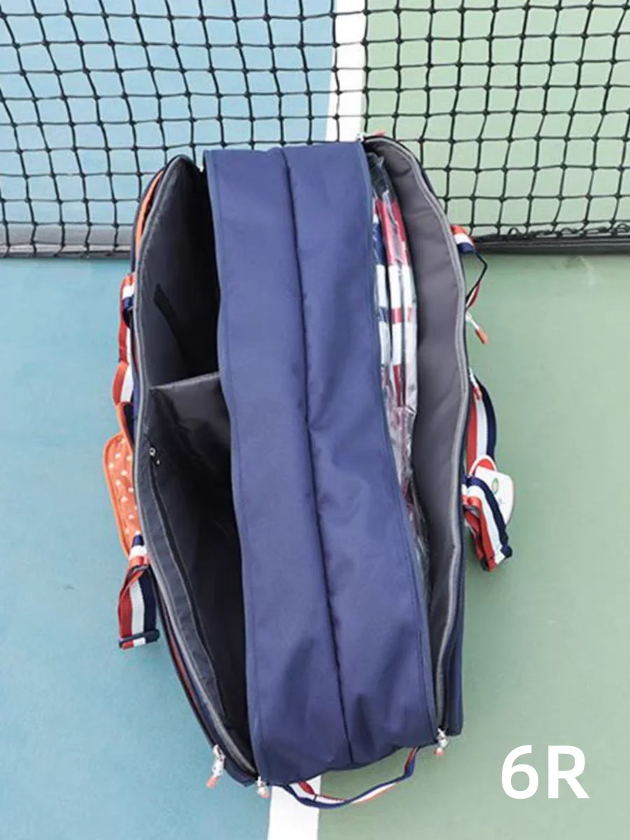 Wilson Roland Garros - Tennis bag with Tour Team 3/6 PK design, lightweight tennis racket bag, navy blue, shoe bag