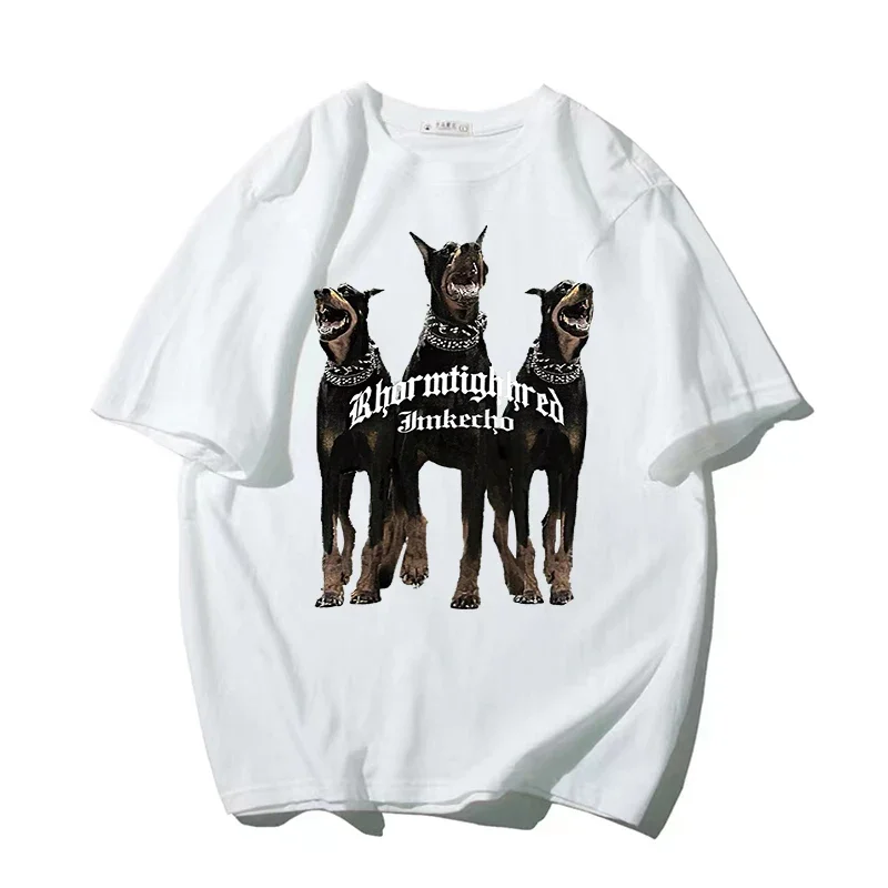 Summer Men Tops Doberman Dog T Shirt Women Cotton Shirts Hip HopCasual Streetwear Fashion Brand Man Clothing Tees Short Sleeve