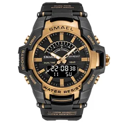 Fashion Smael Top Brand Quartz 50m Waterproof Analog Led Digital Dual Movement 8028 Relogio Masculino Men Sport Military Watches