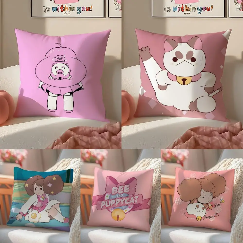 Bee And P-Puppy-Cat CUTE Cushion Cover Short Plush Pillowcase Sofa Decorative Cushion Bed Pillow Gift Idea
