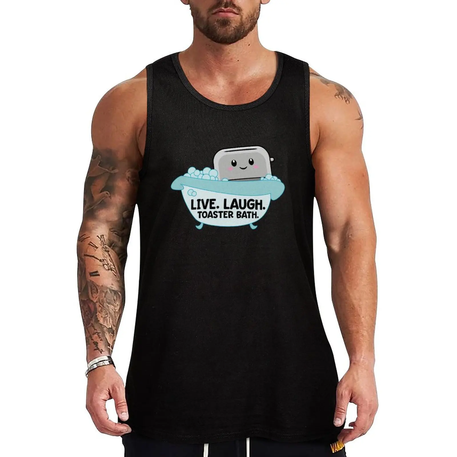 

Live laugh toaster bath Tank Top summer clothes Sports clothing T-shirt men Fitness men clothing