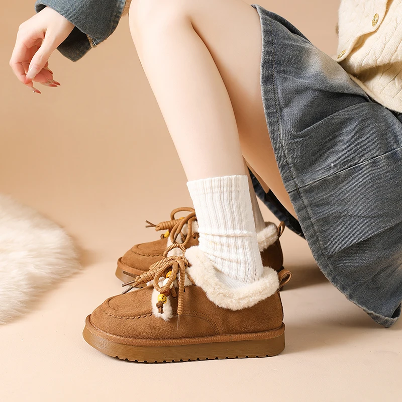 حذاء بدون كعب بنعل سميك بتصميم جديد لخريف وشتاء 2025، حذاء نسائي قطني غير رسمي مبطن سميك ودافئ أحذية نسائية #2