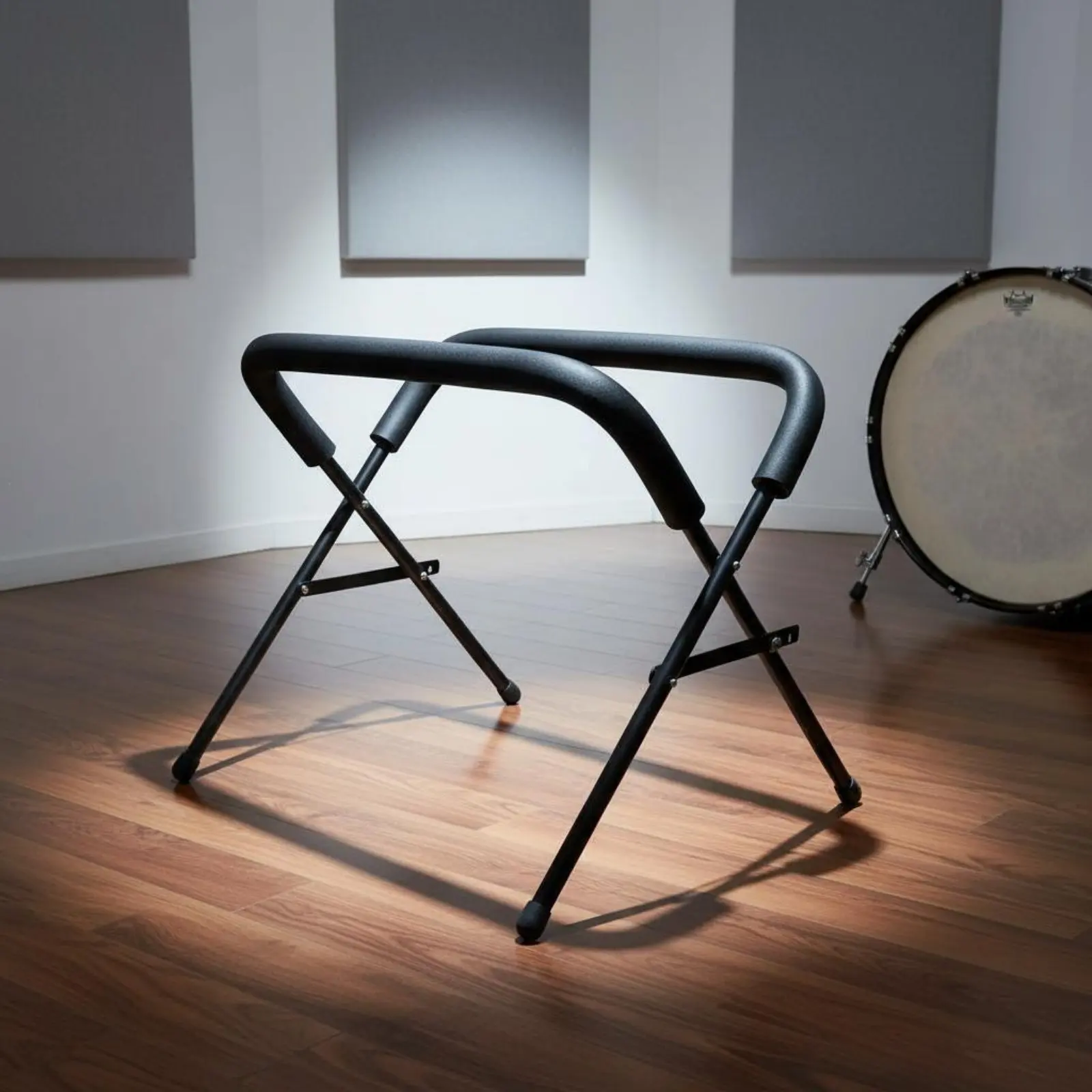

Bass Drum Stand Stable Marching Drum Stand Percussion Mount Adjustable Height Musical Instrument Accessory Non-Slip Feet