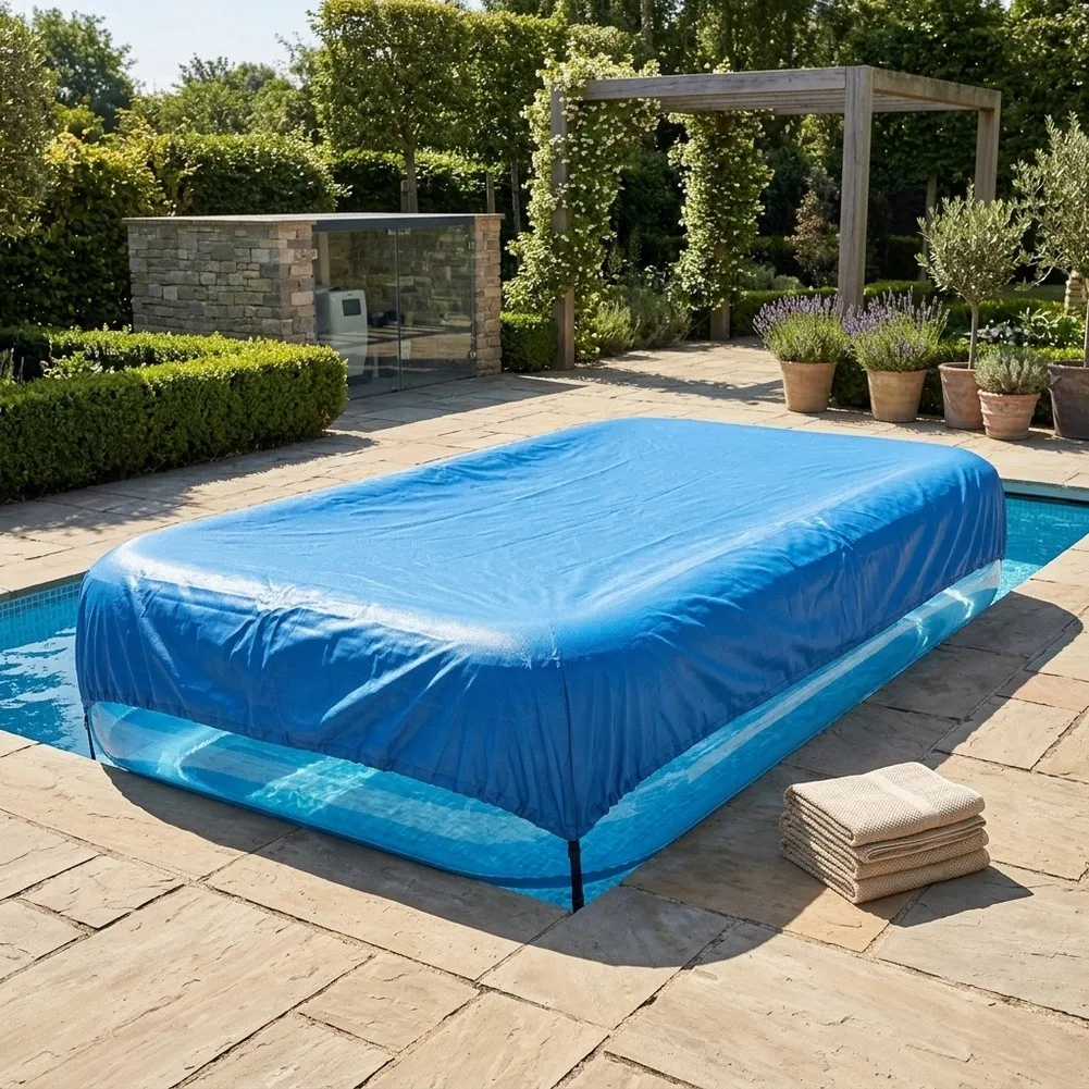 Weather Resistant Sheet Inflatable Pool Cover Leaf Blocking Function Lightweight Plastic Material For 330x213cm Pools