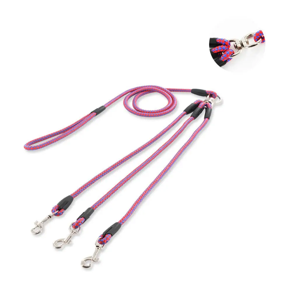 3 Way Dog Leash 3-In-1 Couplers Nylon Pet Traction Rope With Ergonomic Handle For Outdoor Walking Dog Harness Pet Items