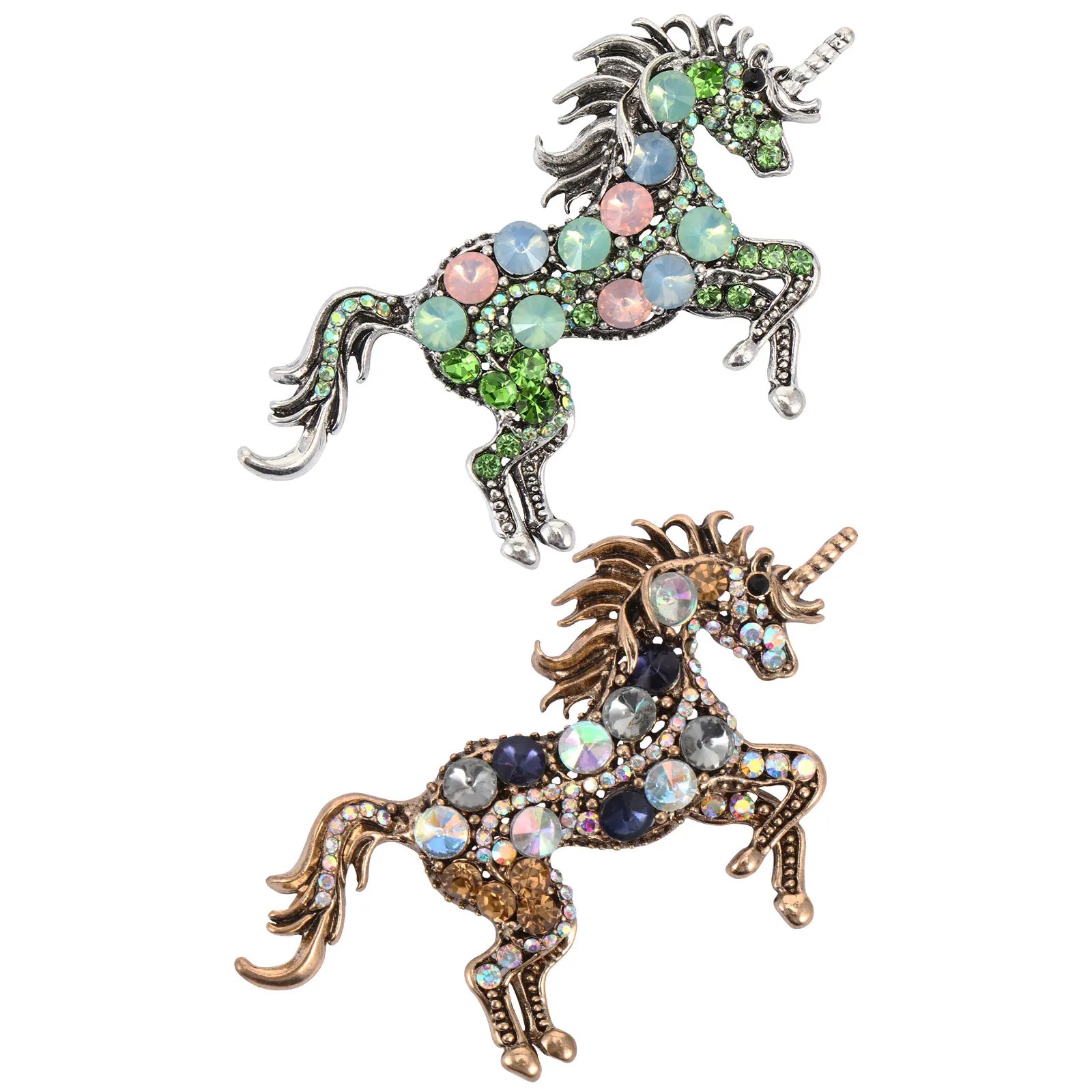 

2pcs Unicorn Brooch Women Fashion Pins Clothes Jewelry Breastpin Crystal Alloy Rhinestone Brooches Dress Accessories