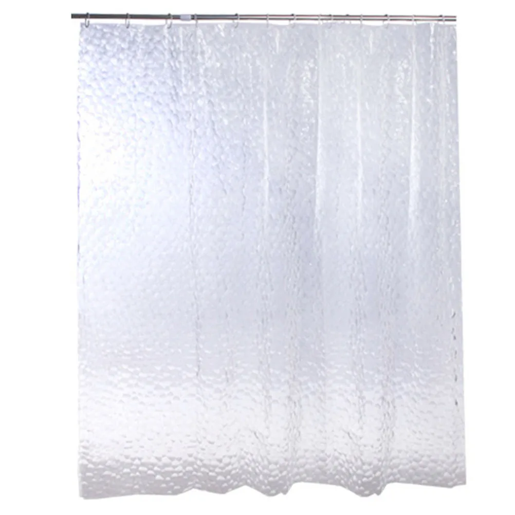 

Bathing Curtain 3D Clear Cubes Water Design Plastic Eva Odorless Rust Proof Grommets Eco Friendly Mildew