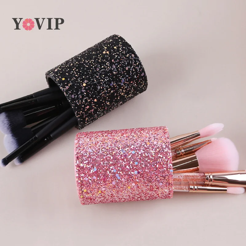 Fashion Women Sparkling  Makeup Brush Bucket Cosmetic Storage Pen Box Pencil Vase Comb Lipstick Brush Container Home Storage Box