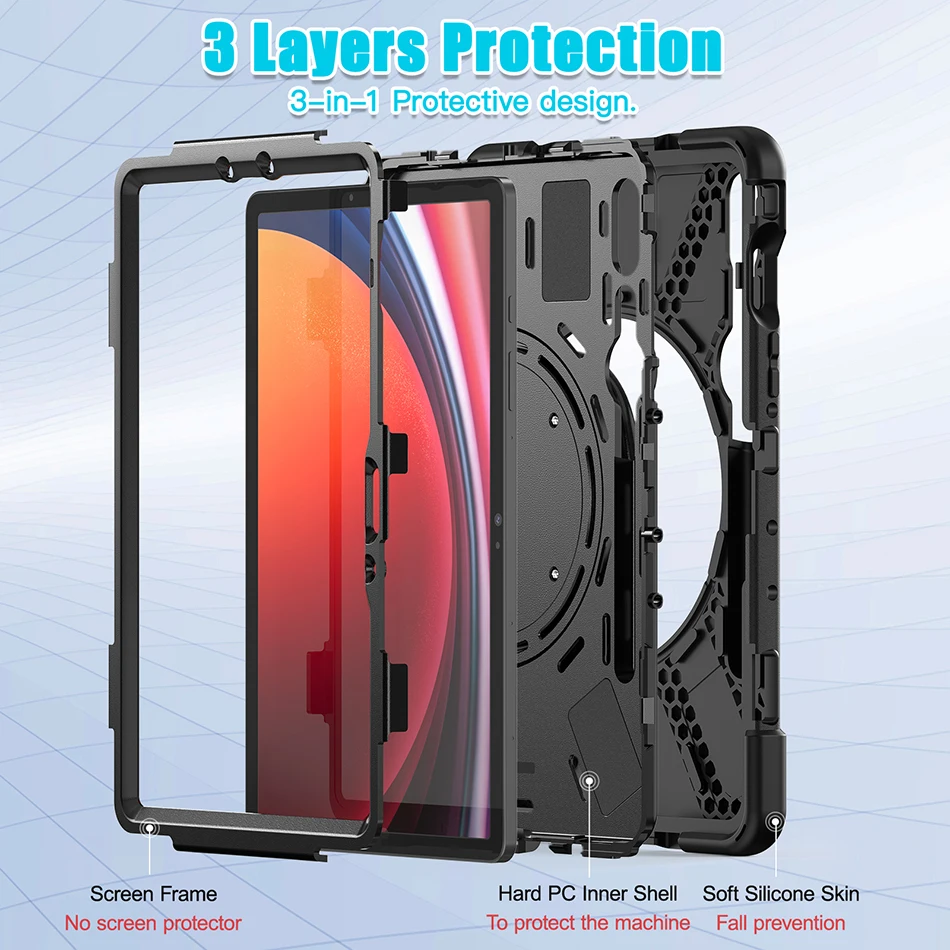 Imagem -06 - Capa Dura de Silicone à Prova de Choque com Slot para Lápis para Crianças Estojo Seguro para Samsung Galaxy Tab s9 Alça Shoudler X718u X716b X710 2023