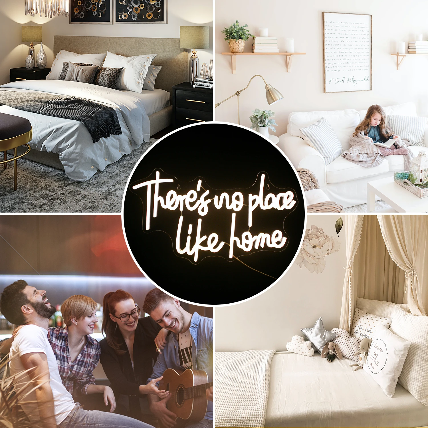 لا يوجد مكان مثل علامات النيون للمنزل لديكور الحائط أضواء LED غرفة الديكور لغرفة النوم المنزل حفلة عيد ميلاد مصباح USB مخصص