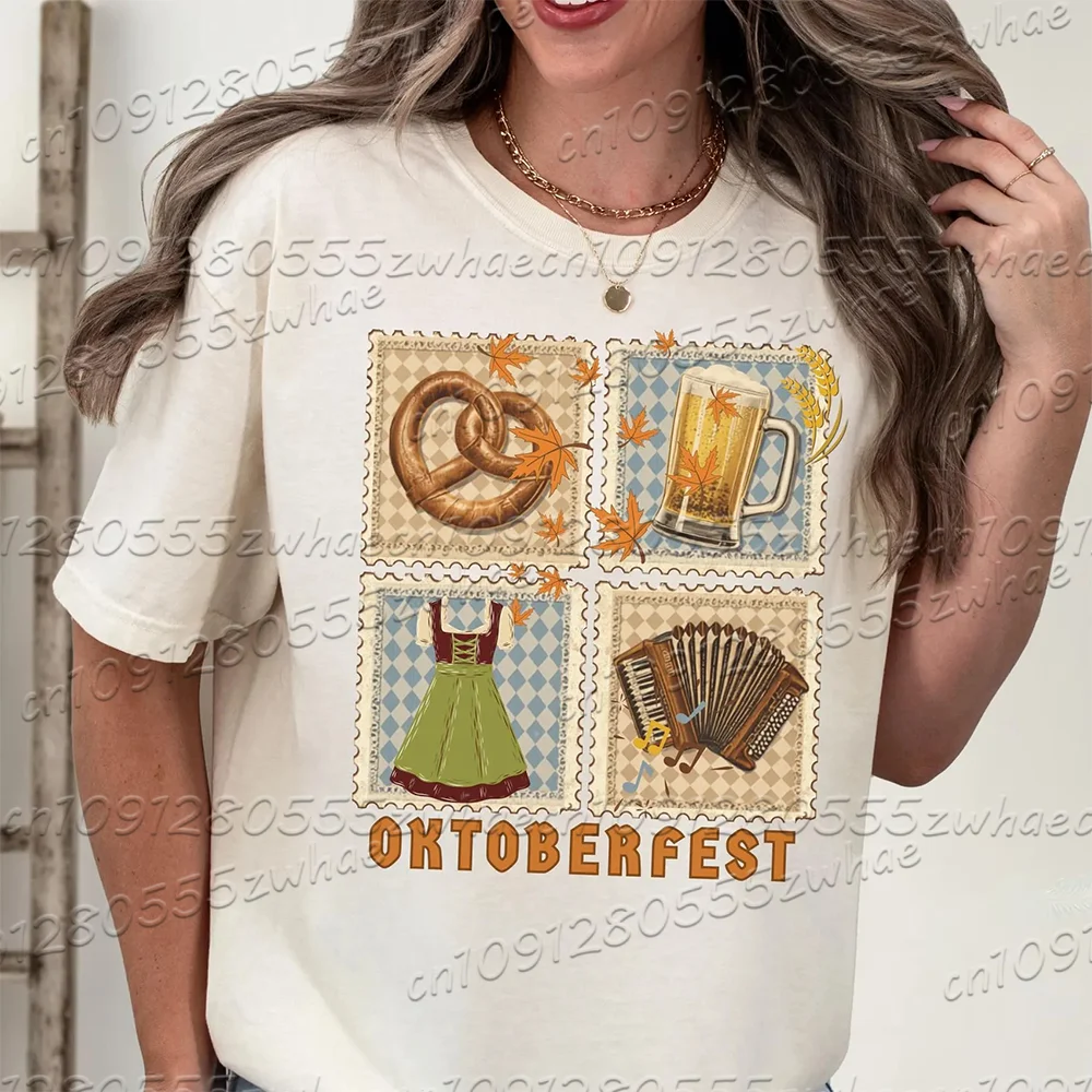 Beer Festival 2026 Graffiti Pattern T-shirt Beer Drinking Men's and Women's Shirts Germany October Autumn Beer Festival Top