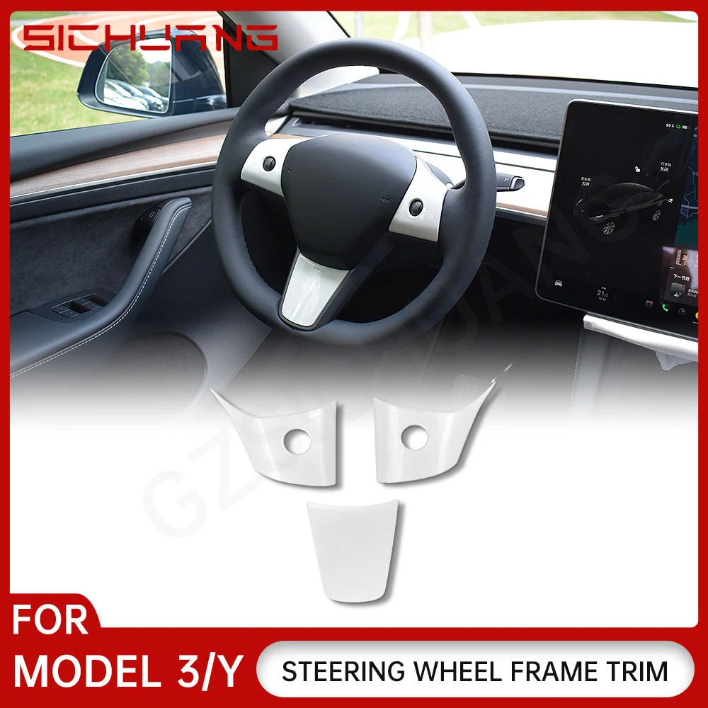 

Car Decorative Stickers On Steering Wheel Panel For Tesla Model 3 Model Y Steering Wheel Patch Cover Car Interior Accessories