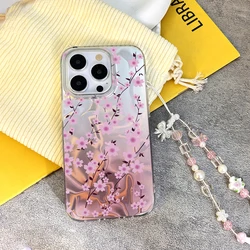 Flower Bow Rose Gradient Case For Vivo Y19S Y36 Y28 Y16 Y51S Y53S Y15S Y21 Y33S Y27 Y18 Y03 Y58 Y18S Y02S 4G Y01 Y10 Chain Cover