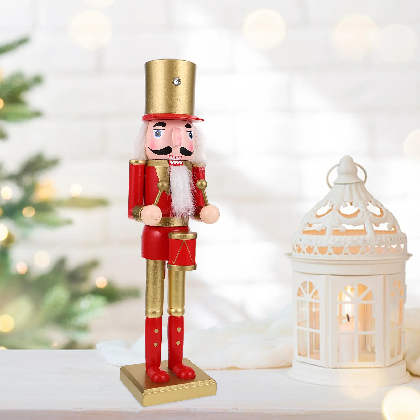 

38Cm Tall Wooden Nutcracker Soldier Classic Christmas Decoration For Tabletop Mantel Windowsill Home Xmas Decor