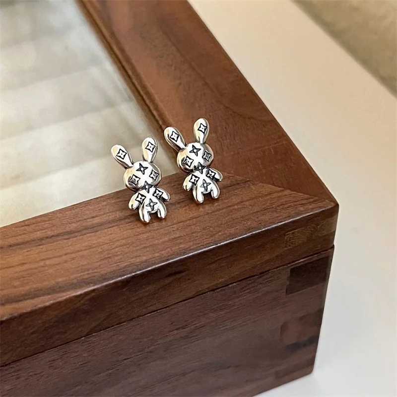 2023 Zodiac Rabbit Earrings For Lady Piercing Accessories Fashion 925 Sterling Silver Needel Earrings Women Stud Ear Accessories