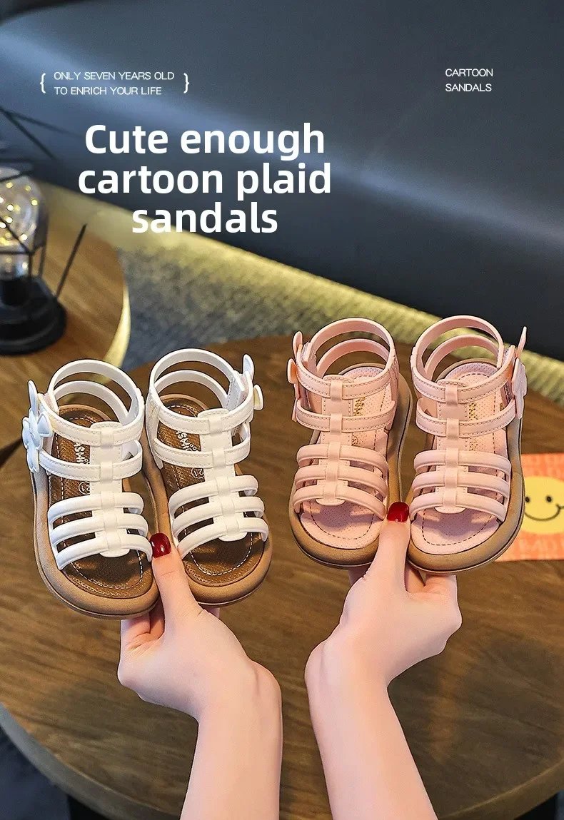 1-10 Jahre Mädchen-Sandalen Sommer Neue Coole Modische Prinzessinnen-Schuhe für Schülerinnen Flache Sandalen Freizeitschuhe – Detail 3