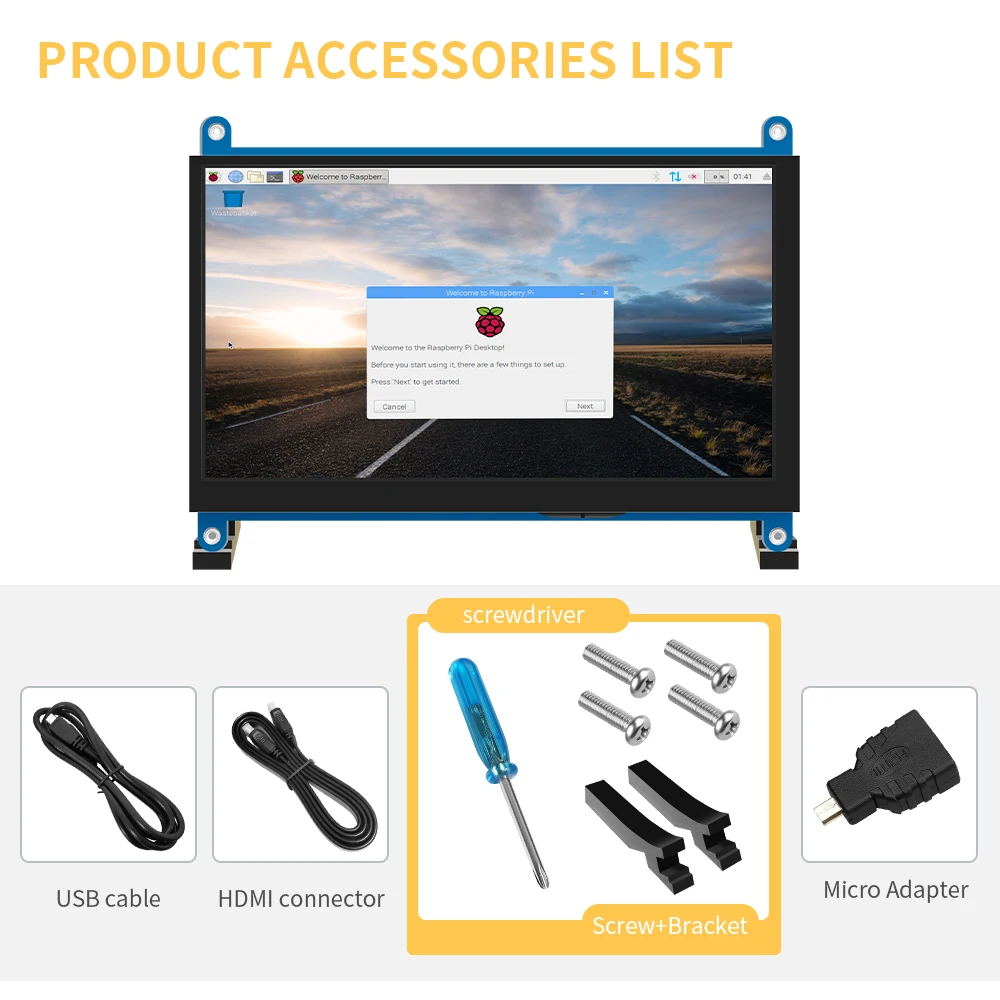 Pantalla Raspberry Pi KEPIFO táctil, IPS/TN 1024 × 600, táctil capacitivo, retroiluminación Dual integrada, entrada HDMI