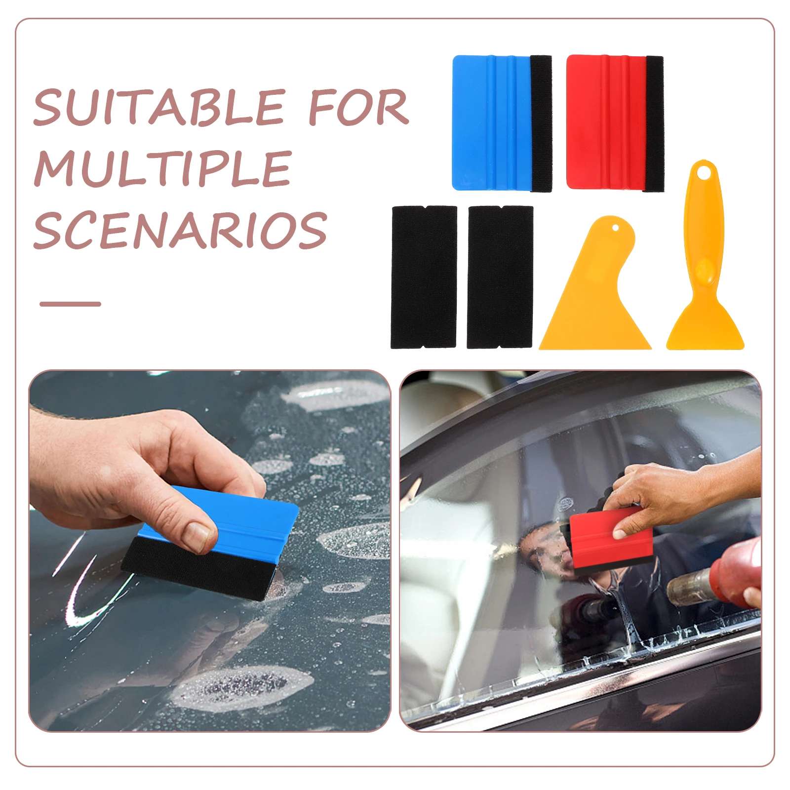 

Car Sealing Scraper Set Large Felt Vinyl Wrap Applicator Tools for Plastic Tint Removal Sturdy Durable Lightweight Portable
