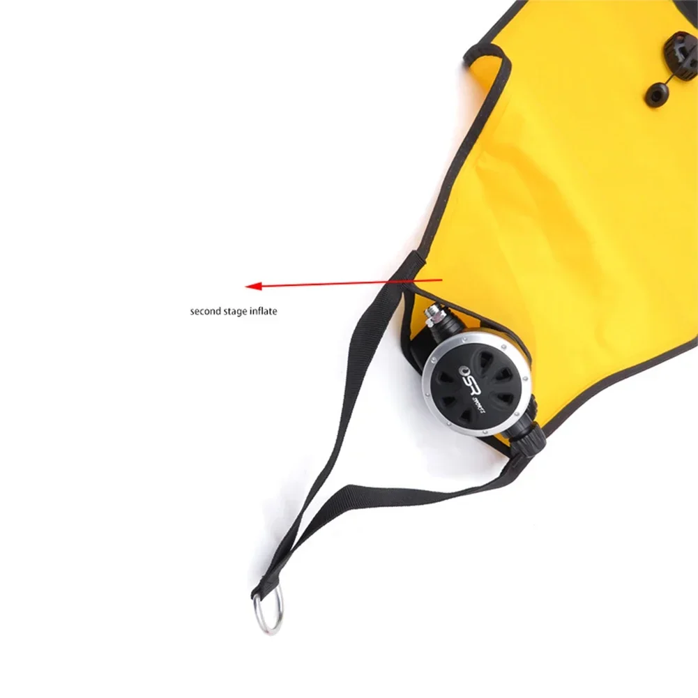 Salvage Bag Lift Bag 30lbs 65x35cm Diving Work Gear SS316+Nylon Underwater With Dump Valve Yellow High Quality