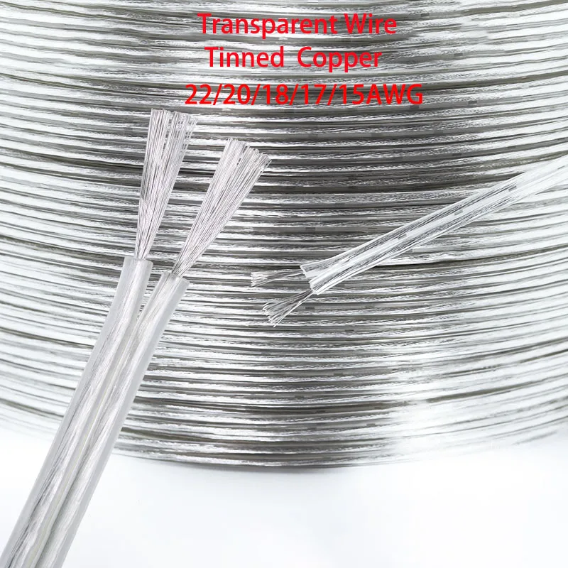 Transparent Wire Parallel RVB 2P 22/20/18/17/15AWG Insulation Flame Retardant Led/ Light Box Wire Speaker Cable lighting cable