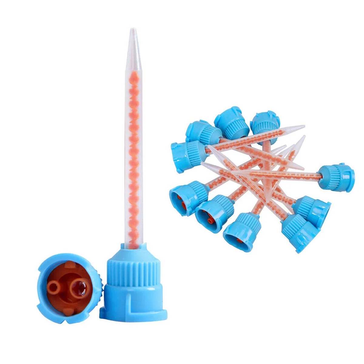 Puntas de mezcla de goma de silicona, boquilla transportadora de impresión Dental 10:1, Compatible con aplicador tipo 7010 para uso en odontología