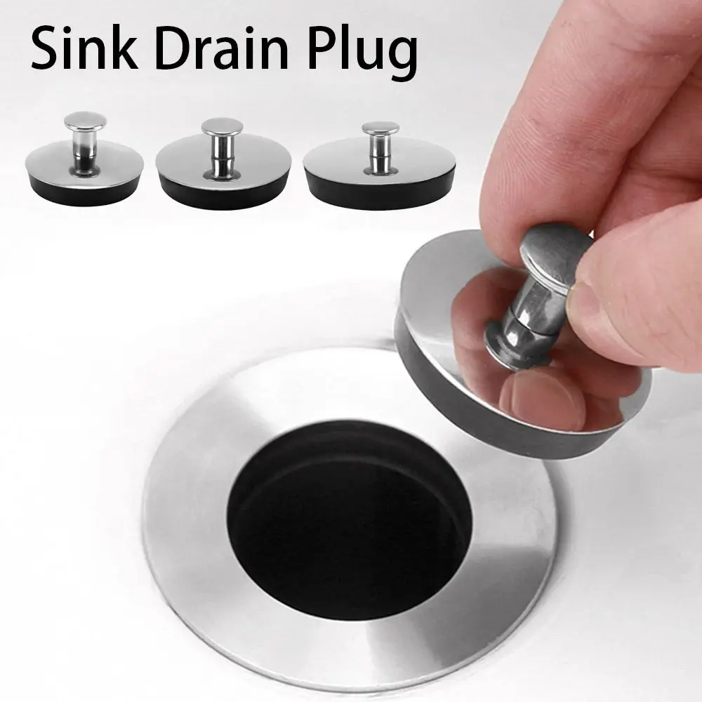 

1Pcs Stainless Steel Bath Plug Easy to Use Kitchen Bathroom Accessory Drain Stopper Water Rubber Bath Tub Caps