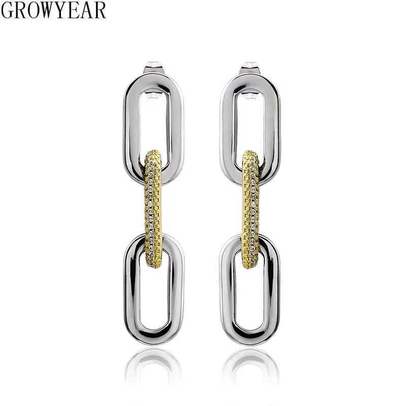 Rhinestone Crystal Link długie kolczyki dla kobiet ze stali nierdzewnej geometryczne spadek wiszące kolczyki Tassel duża gruba Punk kolczyki