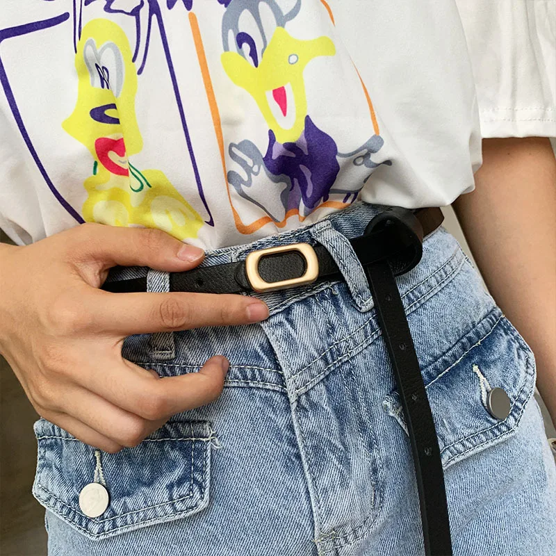 New Non-hole Woman Thin Belt PU Leather Metal Buckle Wrist Strap For Female Dress Shirt Decor Belts Fashion Adjustable Waistband
