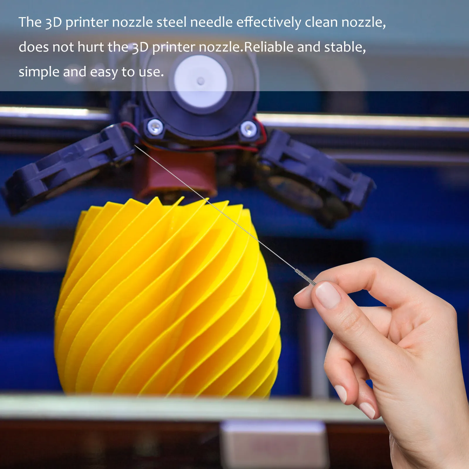 

1Set Heavy Duty 3D Printer Nozzle Clean Steel Needle Set Compact Portable Reliable Nozzle Cleaning Kit for Pla ABS Petg Filament
