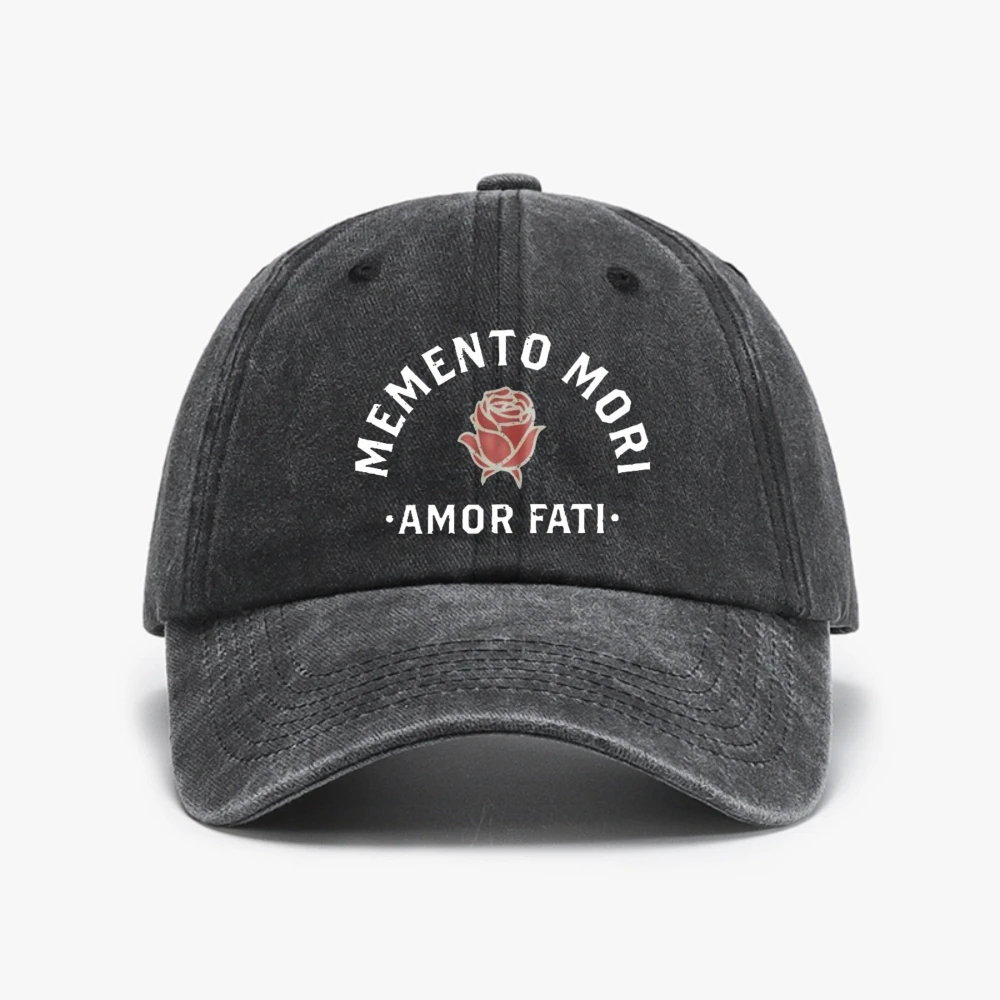 

Steampunk Skull Men hat Memento Mori Philosophy Stoic Amor Fati Baseball cap Vintage Washed Denim Hat Unisex Adjustable hats