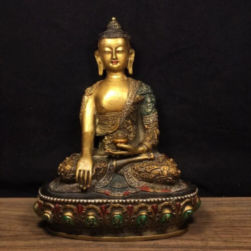 

Tibet Buddhism Bronze Painting Shakyamuni Sakyamuni Amitabha Buddha Statue