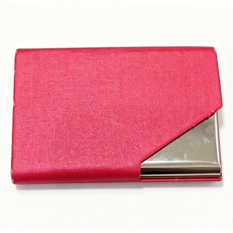 95*63mm Business Card Holder with Magnetic PU Leather Stainless Steel Business Card Case ID Name Card Case for Men Women Office