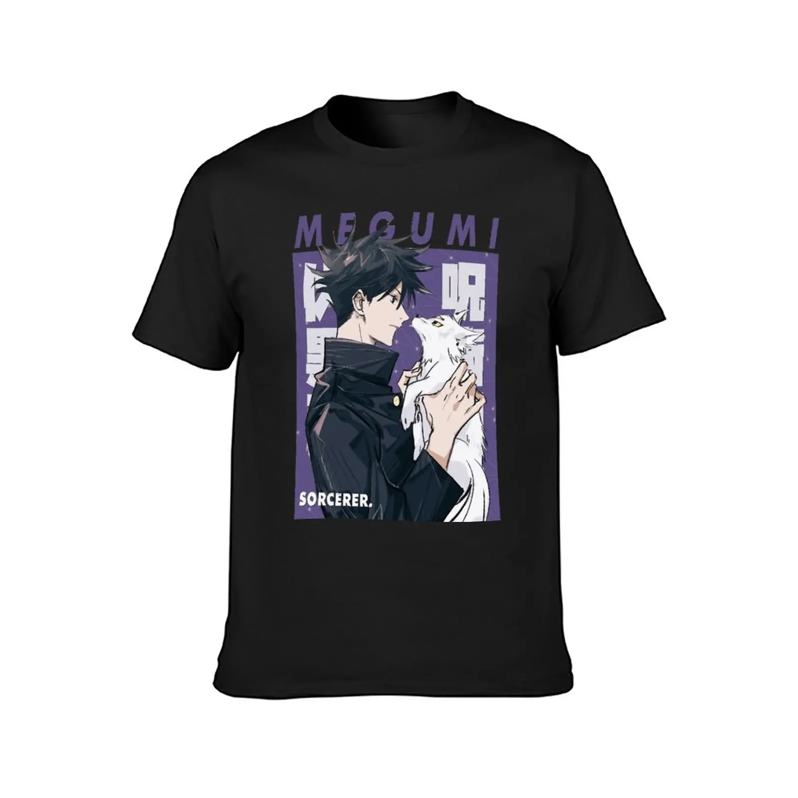 Megumi Fushiguro Kiss Dog T-Shirt Anime Cotton T Shirts Crewneck Printed Funny Tops for Men Summer Tshirt