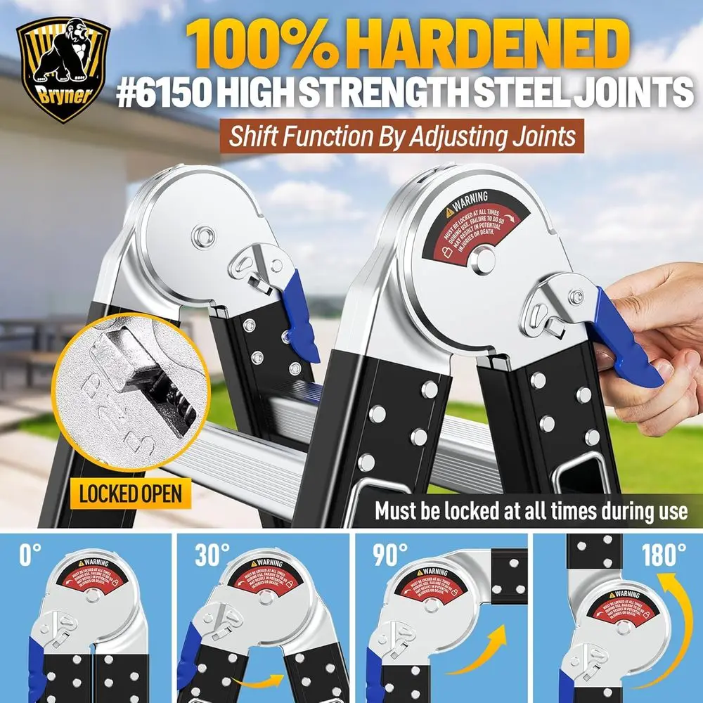 1 Ladder 19.7t Multi-pose Extension Ladders, Adjustable Aluminium Telescoping Step Ladder 330lbs.