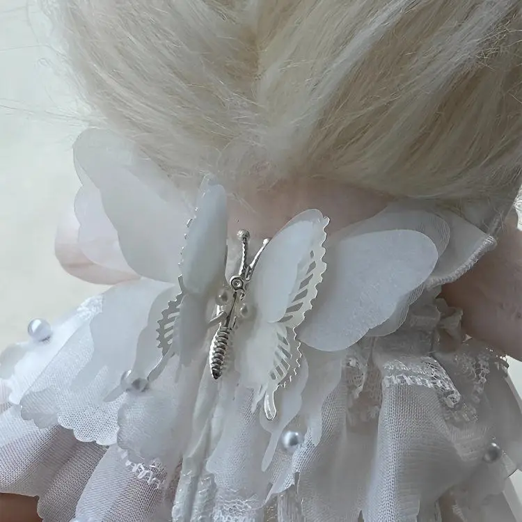 Butterfly Princess Style Series 15/20cm Universal Cotton Baby Doll Mini Dress Includes White Silk Dress with Hairpin view 4
