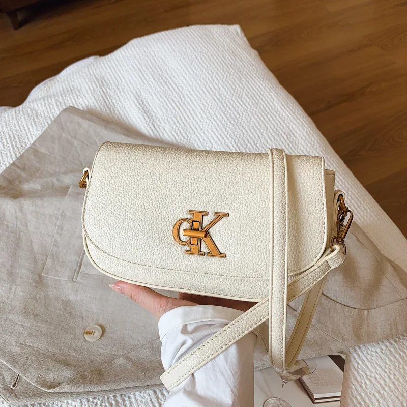 

‌Summer 2025 Trendy Saddle Bag - Textured Lychee Leather with Wide Shoulder Strap, Women's Crossbody & Armpit Bag‌
