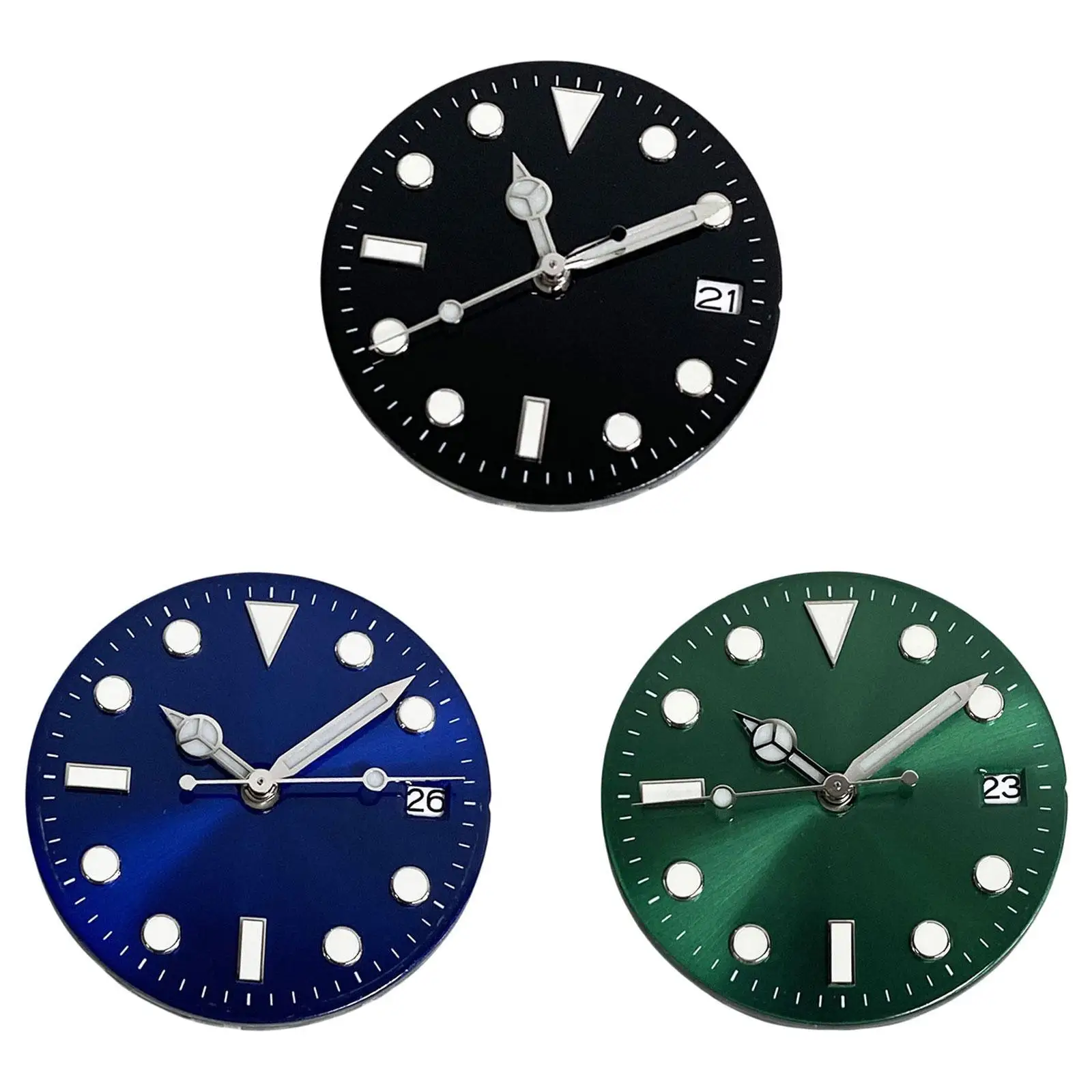 28.5mm Watch Dial, Replacement for NH36/NH35 Movement Modification Green Luminous