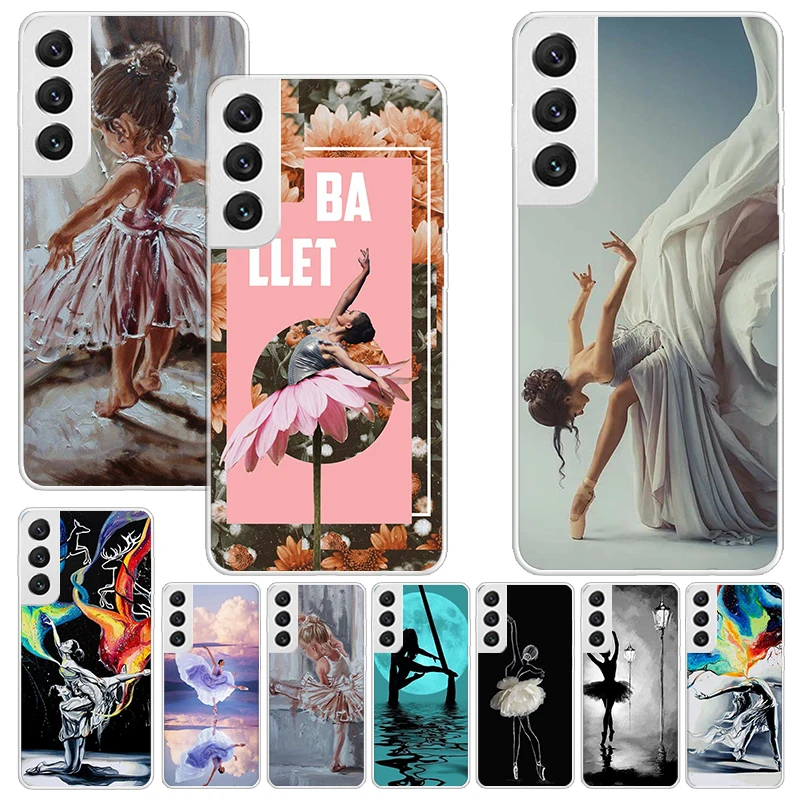 Ballerina Ballet Dancing Print Soft Case for Samsung Galaxy S24 S23 S22 Ultra S21 S20 FE S10 Plus Phone Shell S9 S8 + S10E Patte